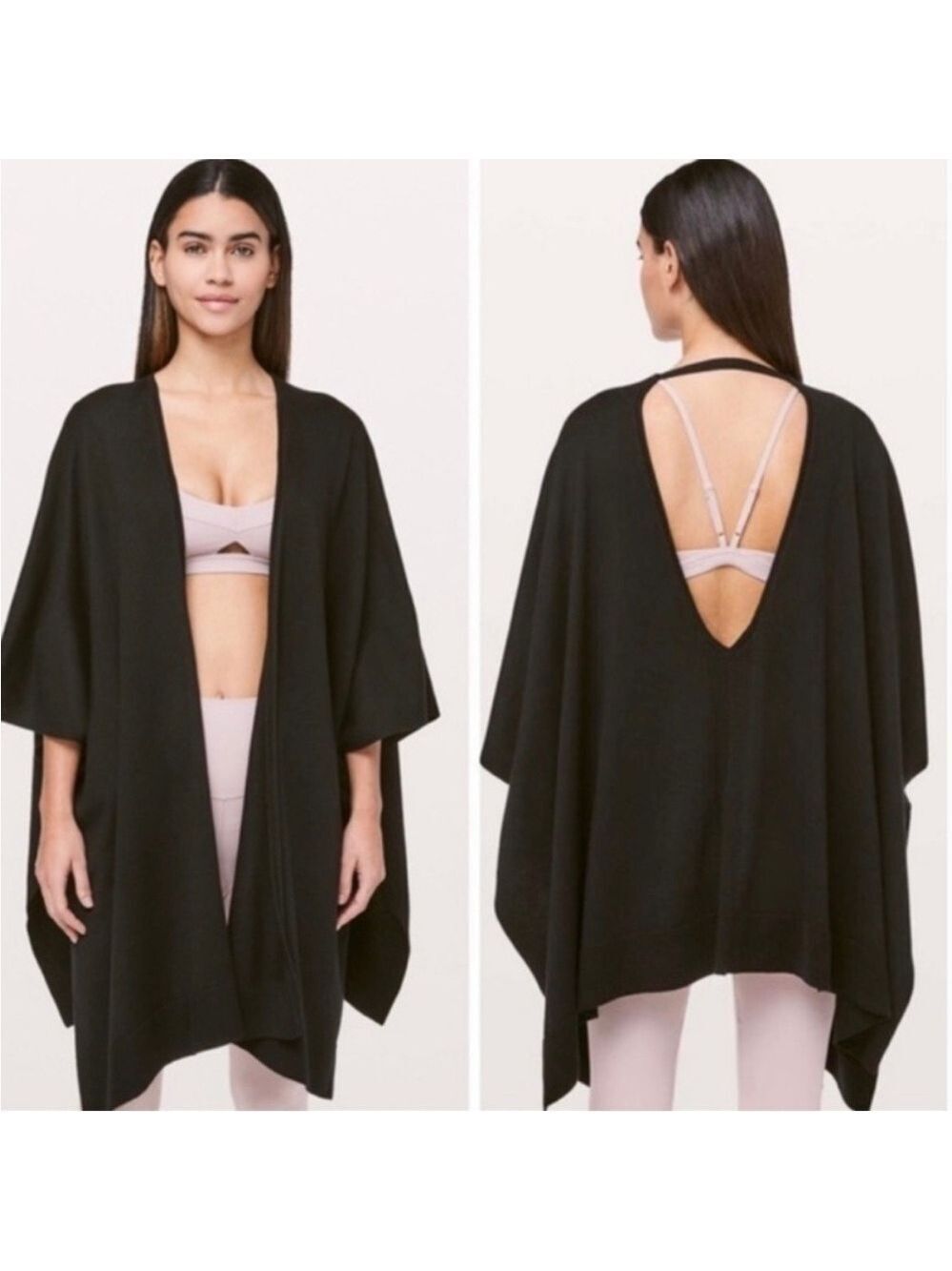 Lululemon Free to Coast Black Low Back
Casual Wrap Sweater Top Cardigan O/S